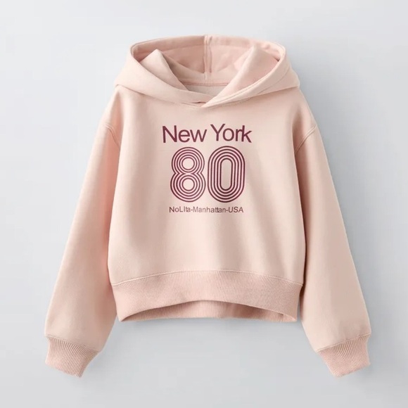 New ZARA NWOT Cropped Slogan Sweatshirt - Picture 1 of 3